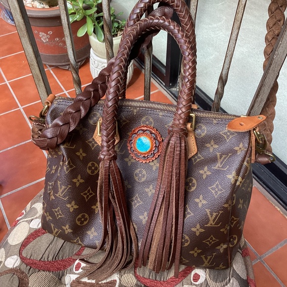 Revamped Vintage Speedy Louis Vuitton Chocolate Braiding Turquoise - Picture 12 of 14